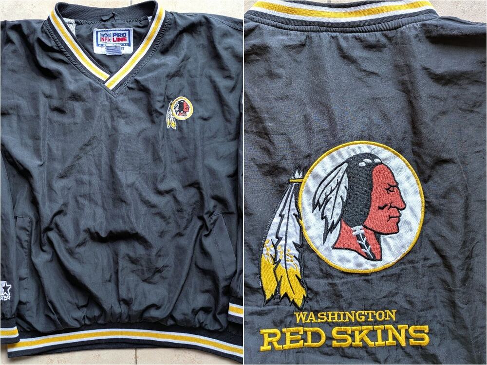 Washington Redskins 90s STARTER Pullover jacket L black red NFL Pro Line vtg